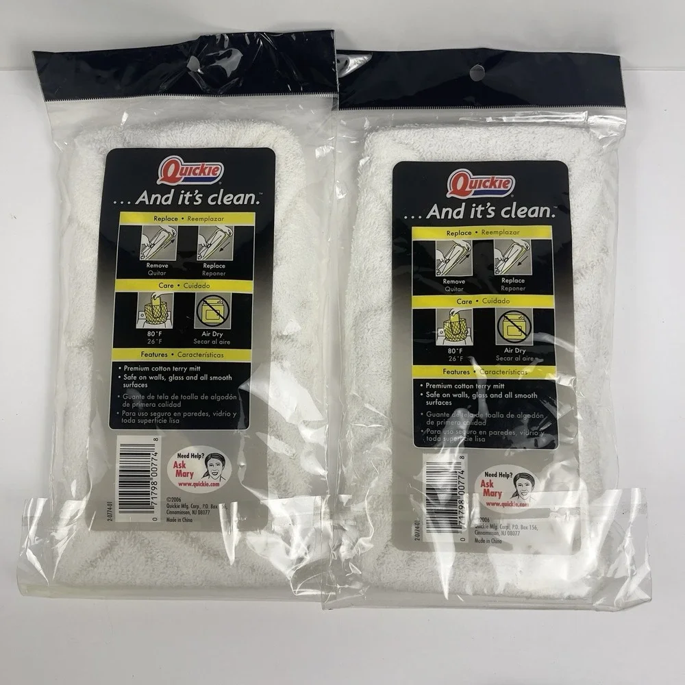 VTG Quickie Professional Hardwood Mop Head Refill 2 PK Terry Cloth Pads 2006 NOS
